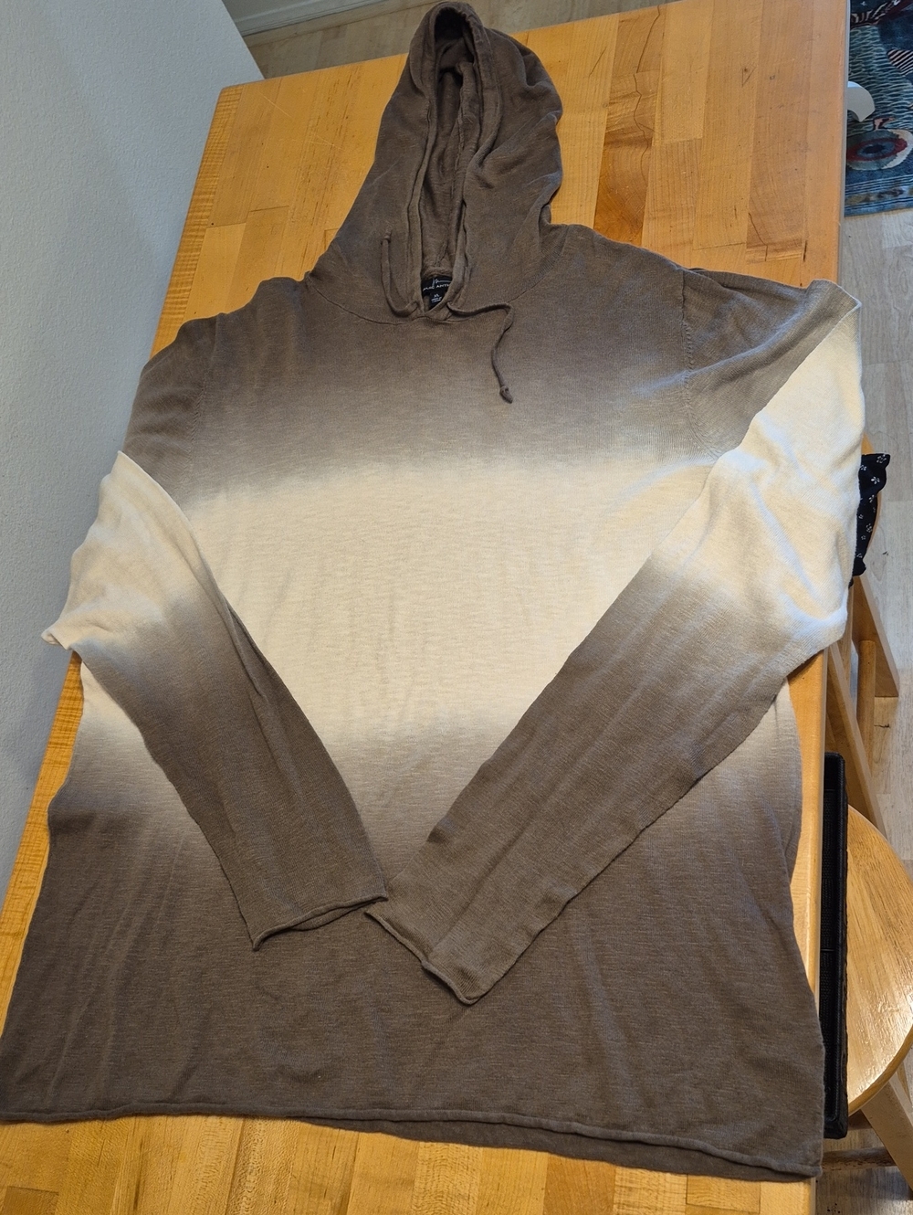 Marc Anthony Brown Toupe Cream Graded Long Sleeve Pullover Hoodie 100% Cotton